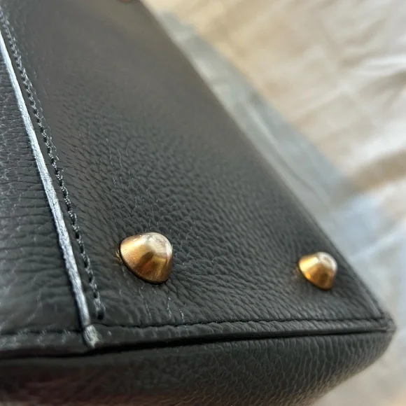 Valentino | Minimi Rock Leather Studded Satchel | Black | Top Handle Bag - Picture 8 of 8